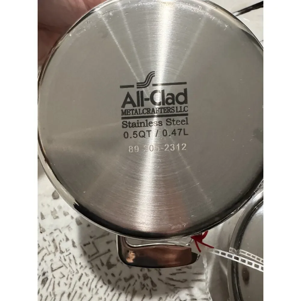 Two ALL CLAD Stainless Steel 1/2 QT. Cocotte with Lids. New. Lifetime Warranty
